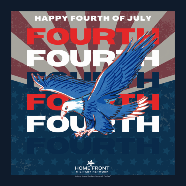 Blue & Red Minimalist Happy 4th of July Instagram Post